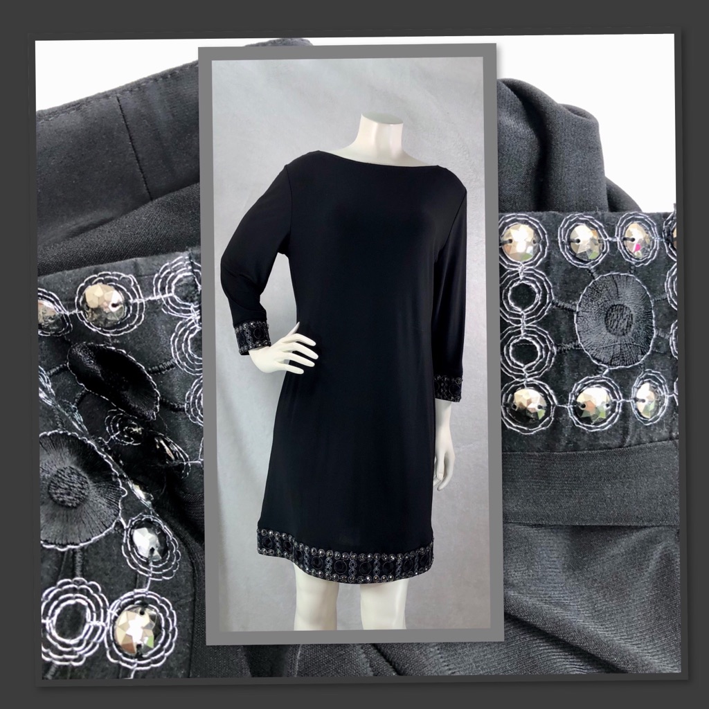 Tiana B Womens Embellished Black Dress 12p